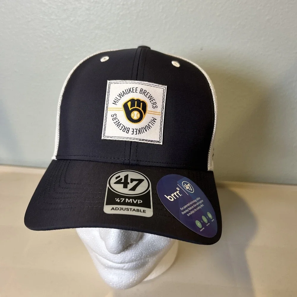 Milwaukee Brewers 47 Adjustable MVP Mesh Hat Cap Navy OSFM MLB Baseball brrr
